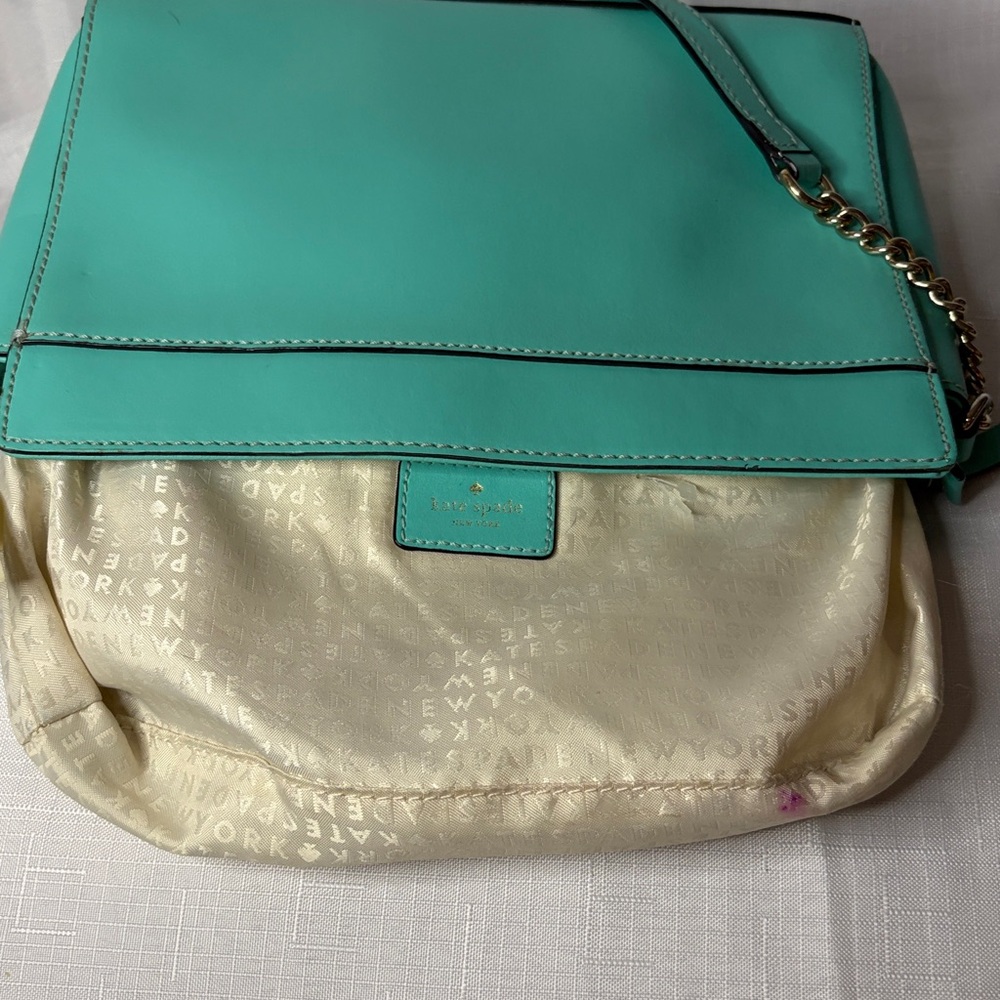 Kate Spade Vintage Leather Turquoise Bow Crossbody GUC - Picture 6 of 7